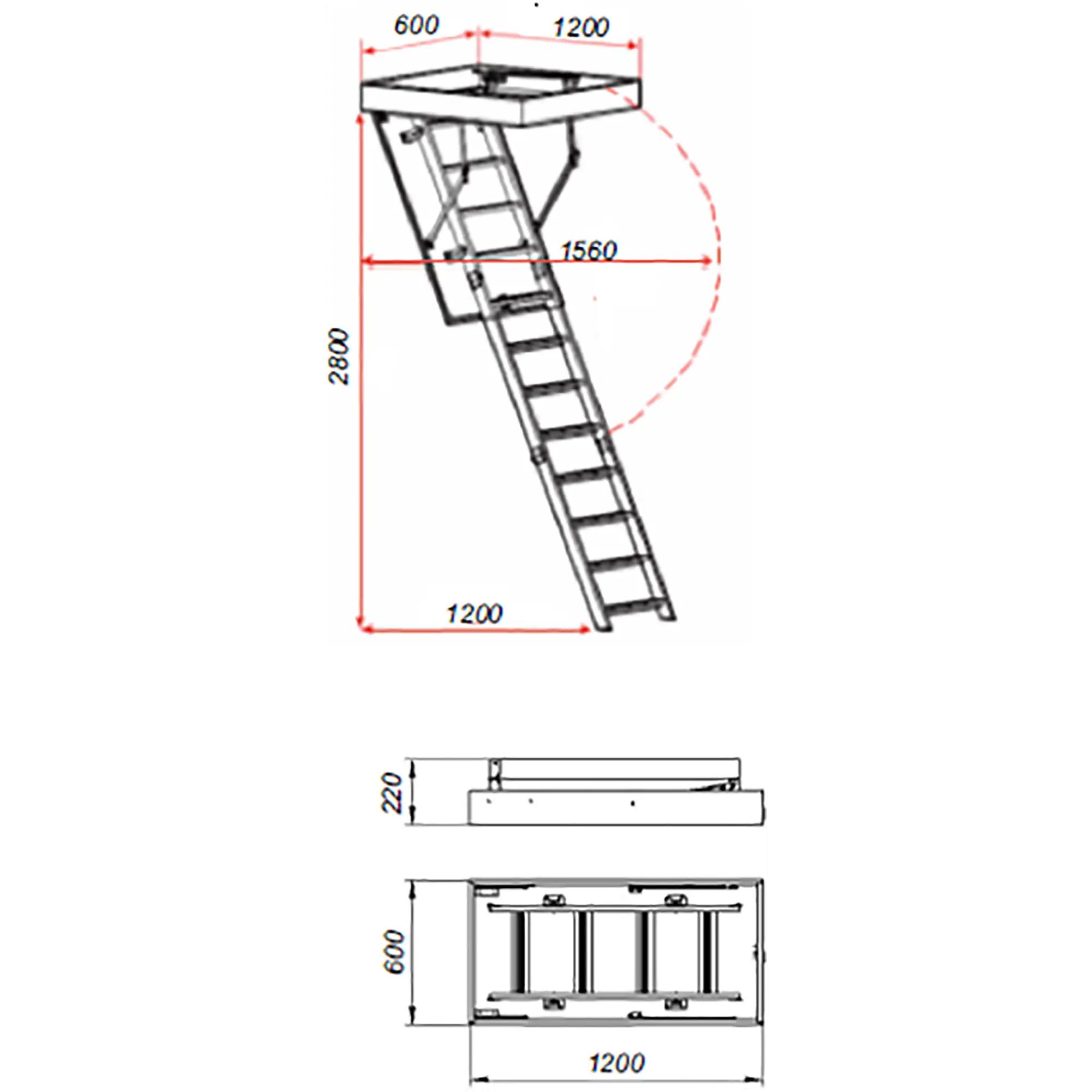 Чердачная лестница OLN OPTISTEP 60х120х280 см / люк чердачный с лестницей