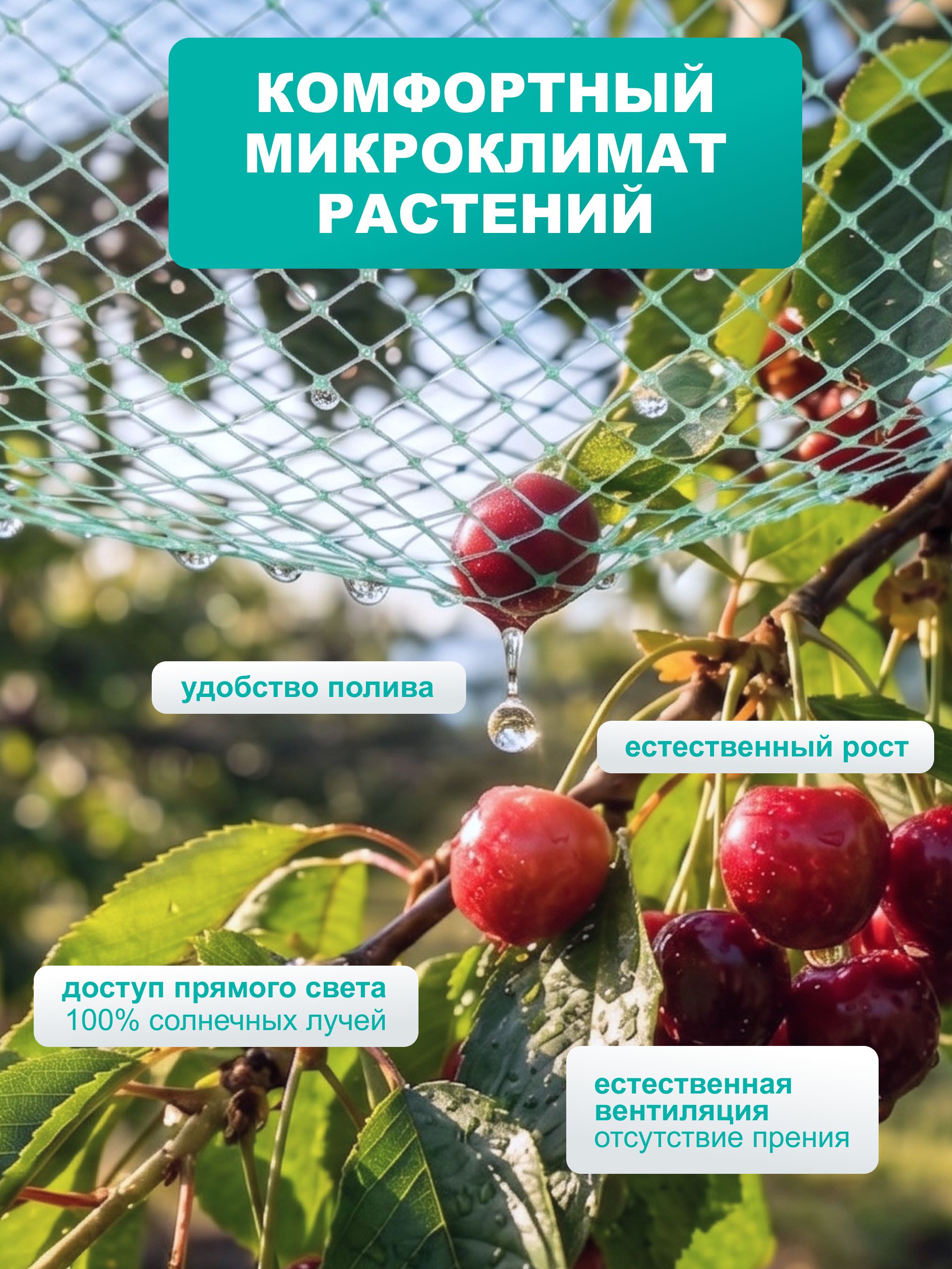 Сетка садовая от птиц 2*10 м, защитная сетка для клубники, вишни и ягодников, ячейка 7*7 мм