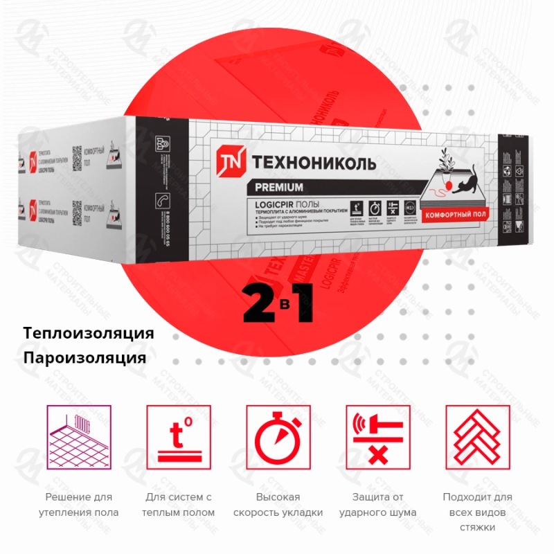 Утеплитель LOGICPIR Полы ФЛ/ФЛ L-1190х590х20 мм 8.64 м2