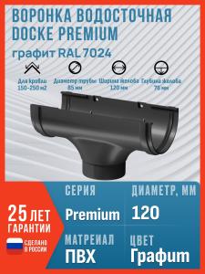 Воронка водосточная Docke Premium, графит (RAL 7024) / Воронка для водостока Деке Премиум