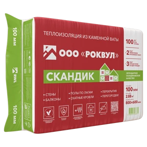Утеплитель Роквул Скандик 800х600х100 мм