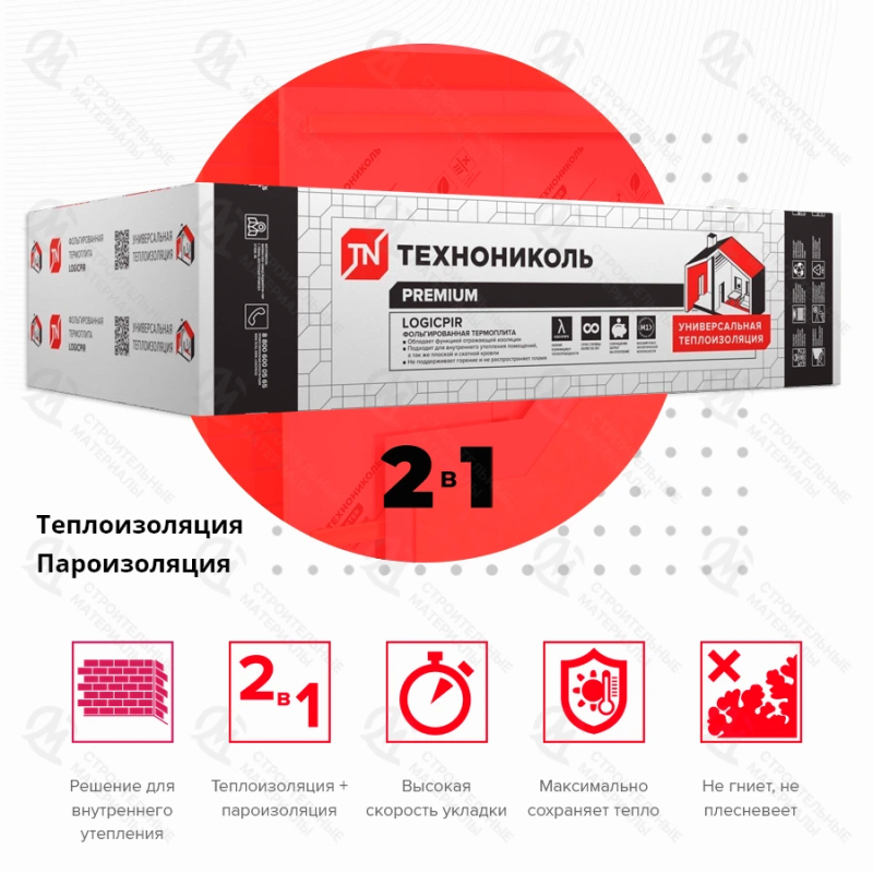 Утеплитель LOGICPIR Ф/Ф L-1190х590х50 мм 3.51 м2