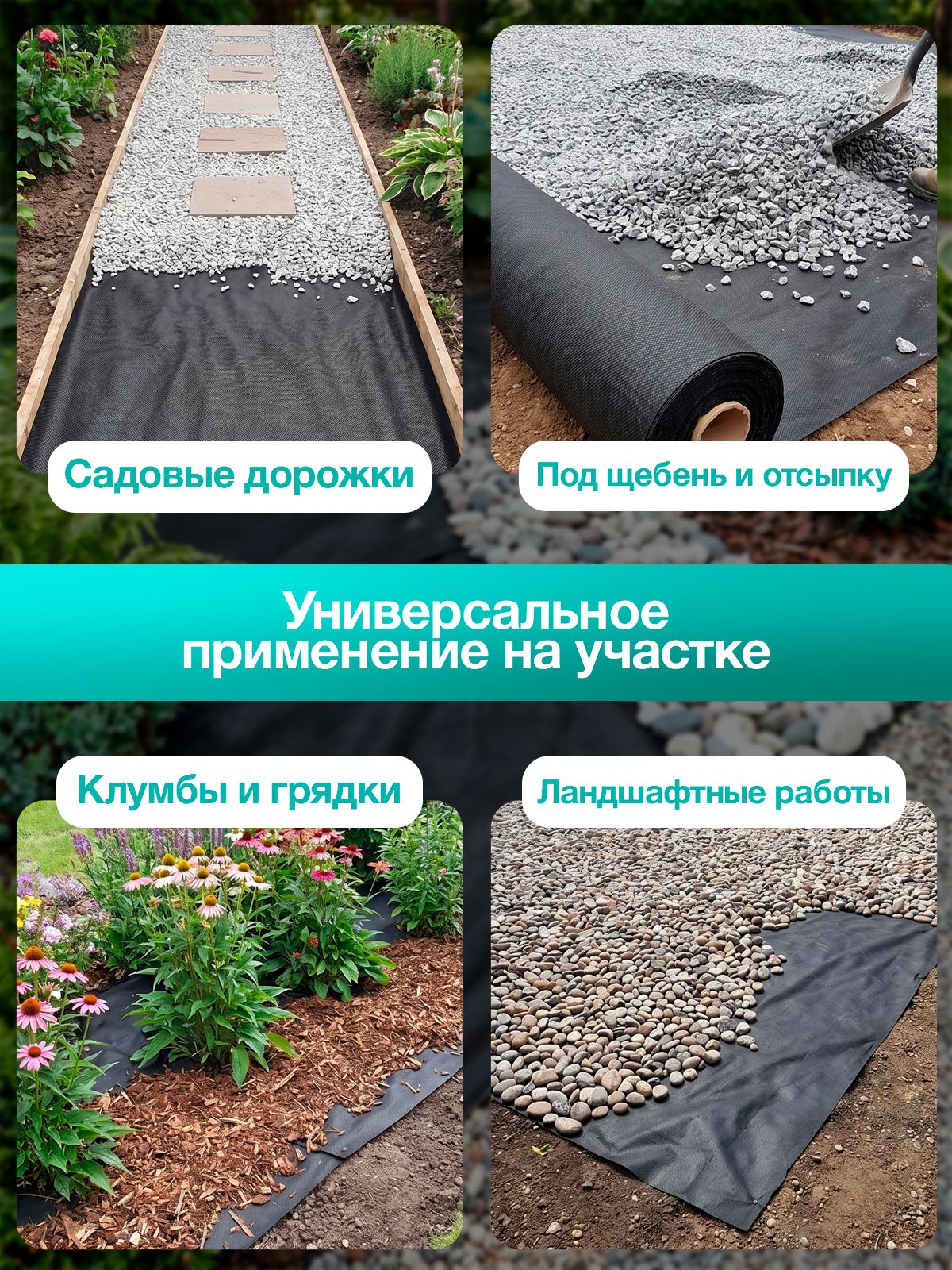 Геотекстиль 150 (садовый черный) 40 м2 1,6х25м