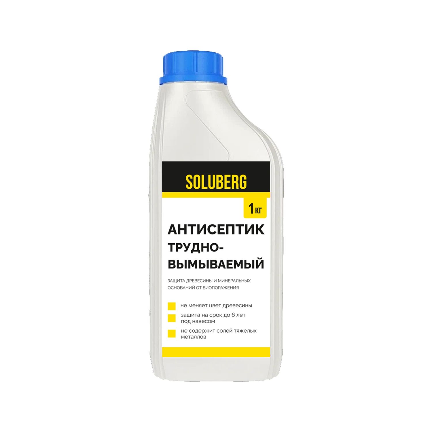 Антисептик для дерева трудновымываемый Soluberg 1 кг / пропитка для дерева для наружных и внутренних работ / от влаги и гниения