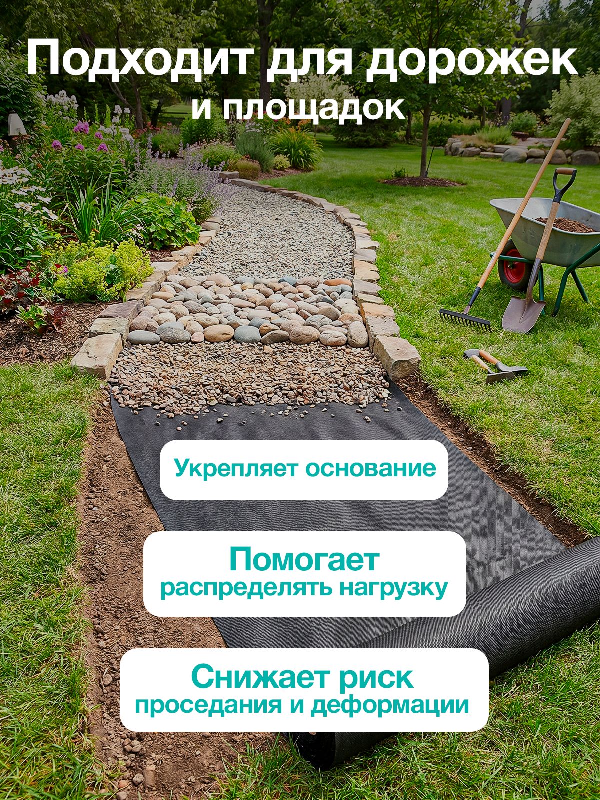 Геотекстиль 150 (садовый черный) 40 м2 1,6х25м