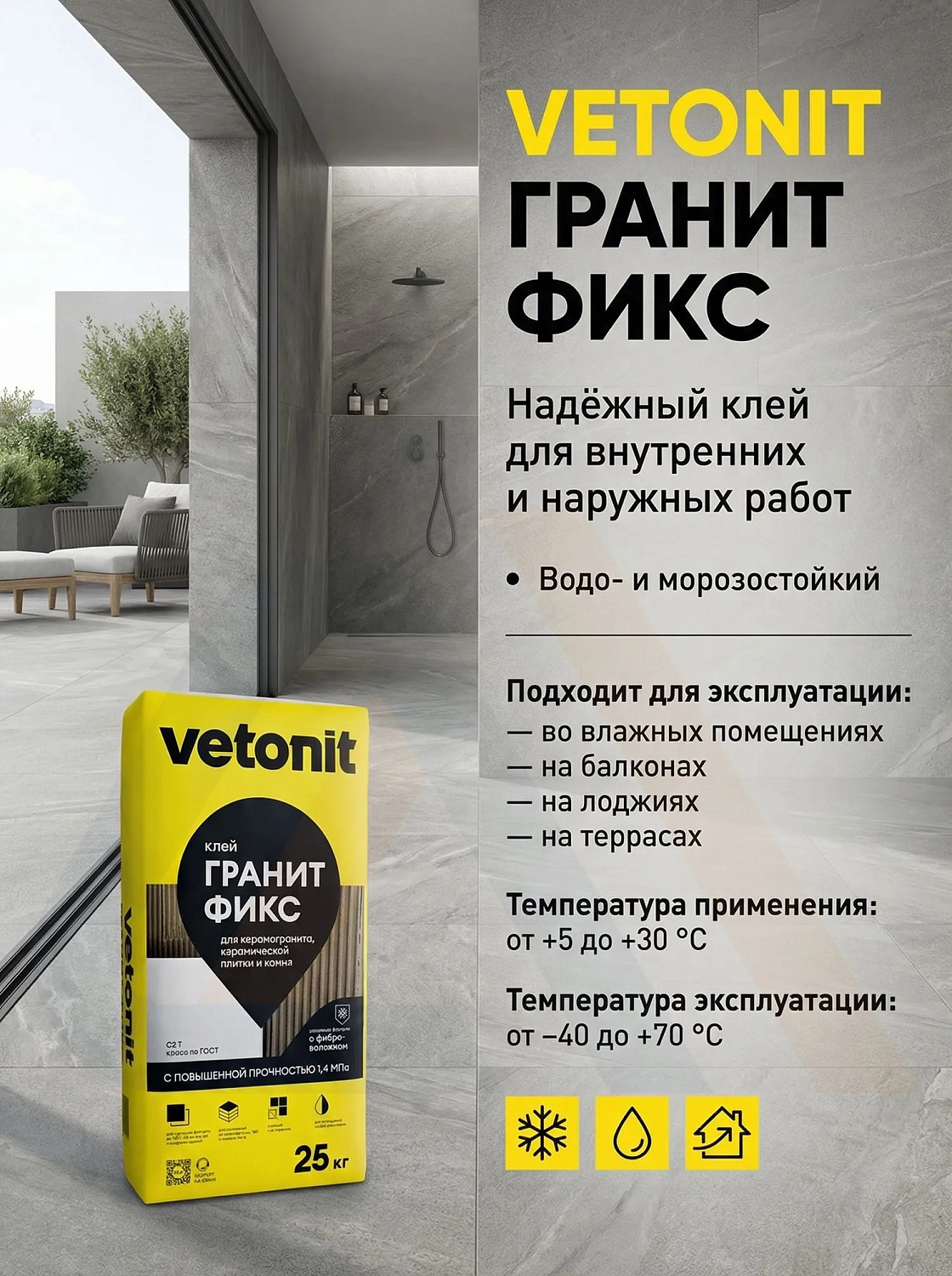 Клей Ветонит Гранит Фикс 25 кг